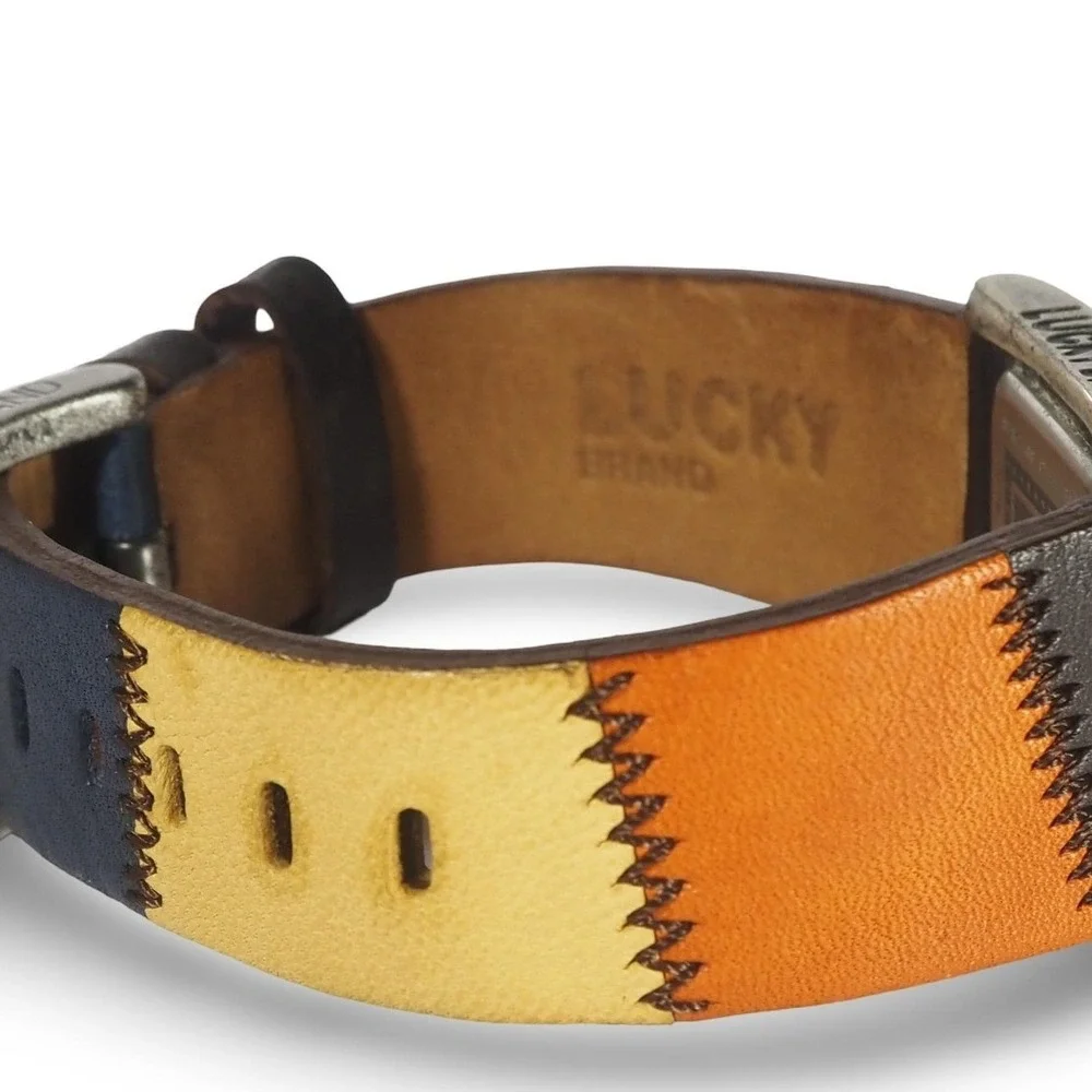 Lucky Brand Quartz Watch Y121E Patchwork Leather‎ Band Women Brown Multicolor